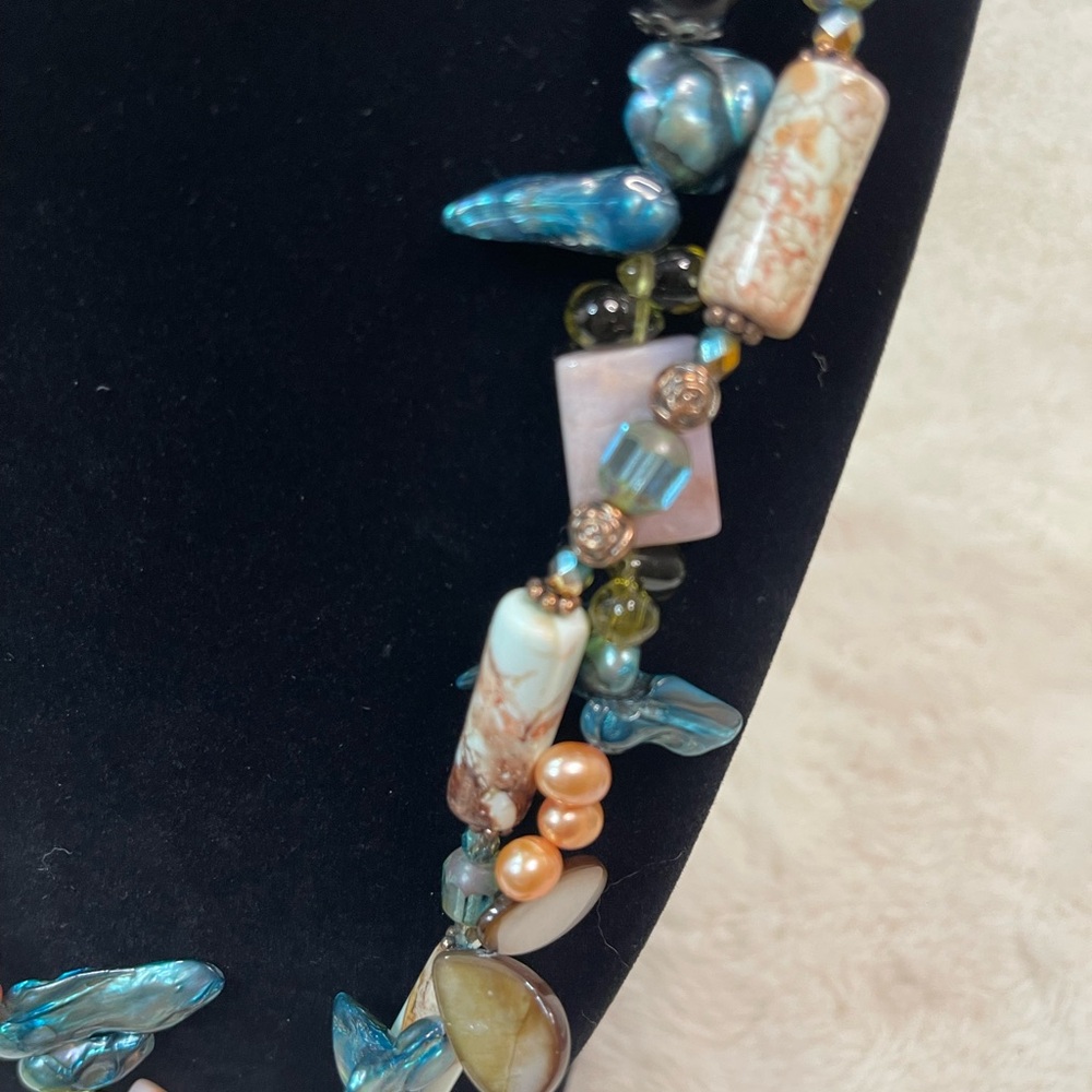 Artisan 2 Strand Statement Multicolor Beaded Neck… - image 2